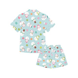 Cute snowman snowflake pattern Kids' Boys' Girls' V-Neck Short Pajama Set