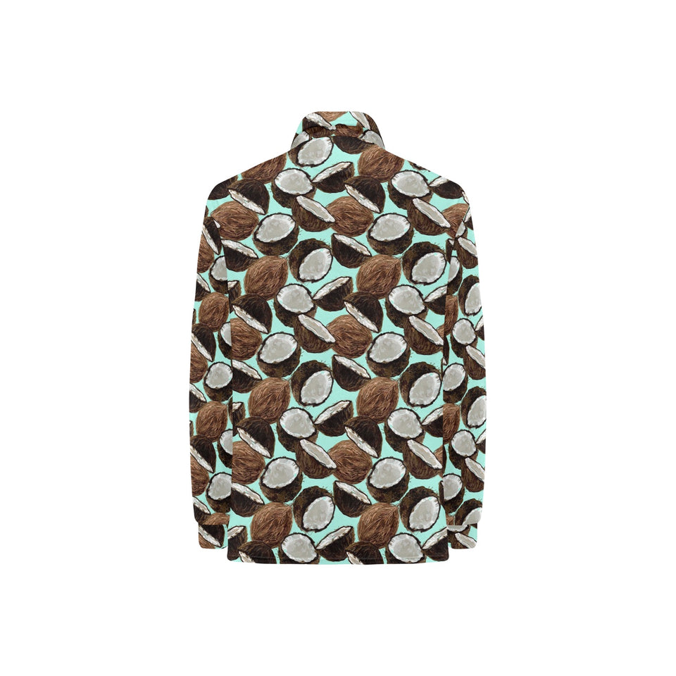 Coconut Pattern Print Design 03 Women's Long Sleeve Polo Shirt