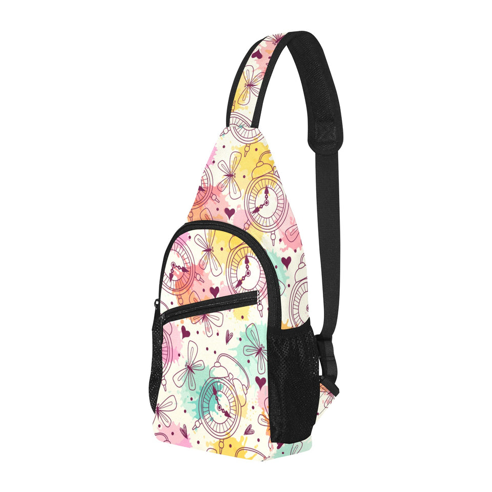 Clock butterfly pattern All Over Print Chest Bag