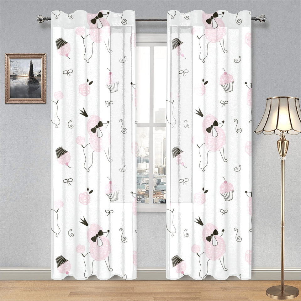 Poodle dog rose cake pattern Gauze Curtain