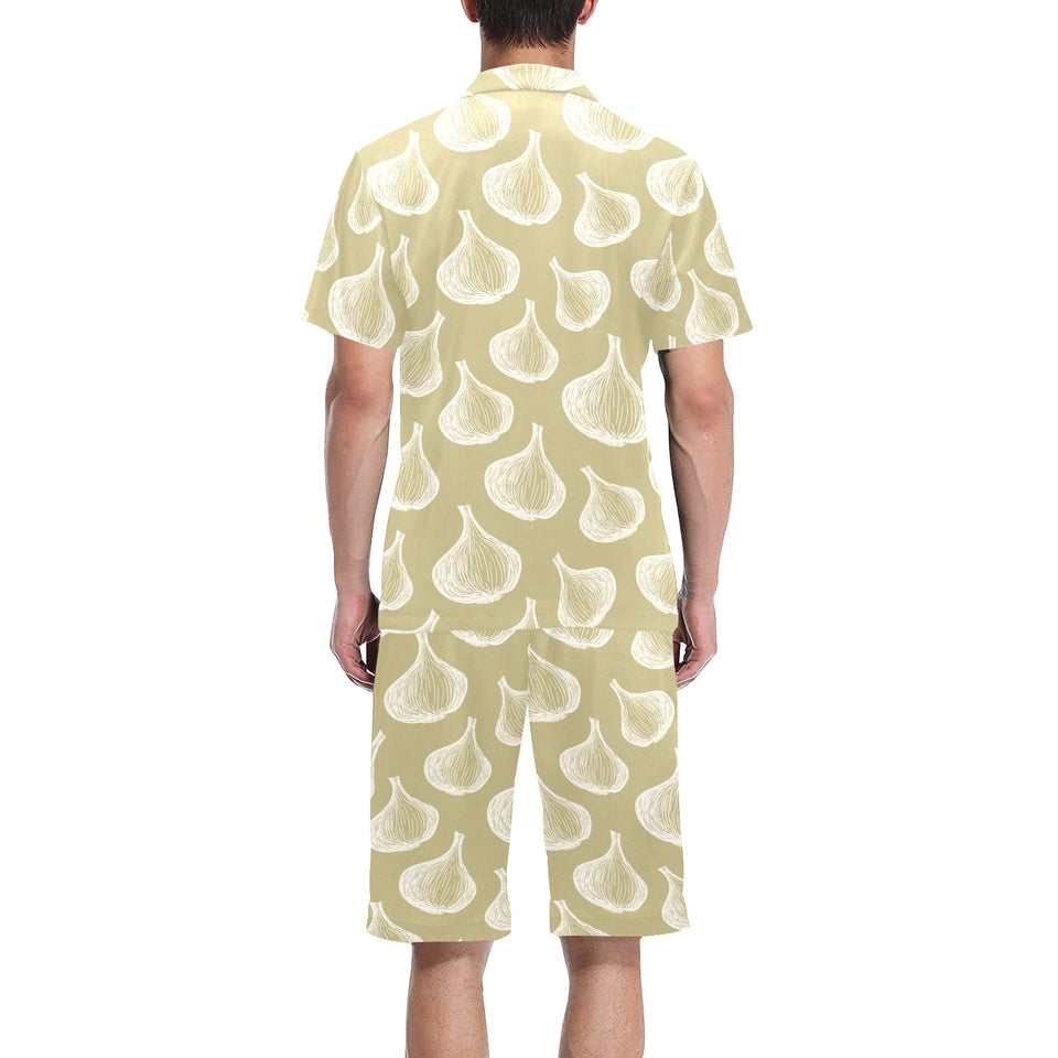 Garlic design pattern Men's V-Neck Short Pajama Set