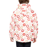 Lips Pattern Print Design 04 Kids' Boys' Girls' Padded Hooded Jacket