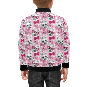 Yorkshire Terrier Pattern Print Design 03 Kids' Boys' Girls' Bomber Jacket
