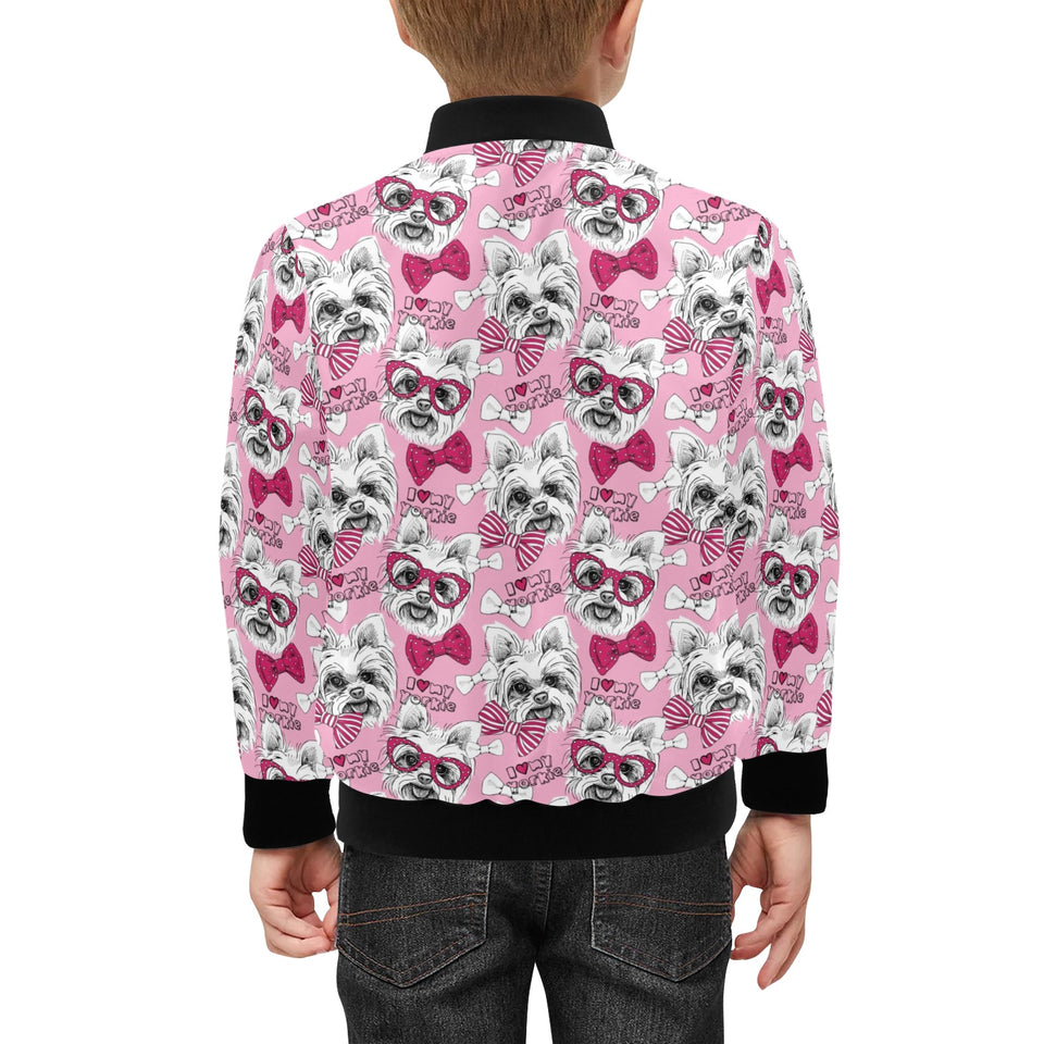 Yorkshire Terrier Pattern Print Design 03 Kids' Boys' Girls' Bomber Jacket
