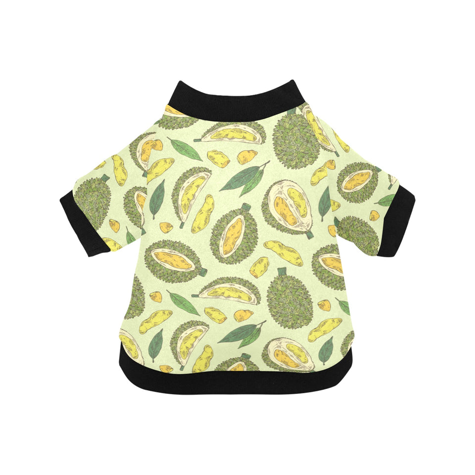 Durian leaves pattern background All Over Print Pet Dog Round Neck Fuzzy Shirt