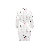 Poodle dog rose cake pattern Men's Long Sleeve Belted Night Robe