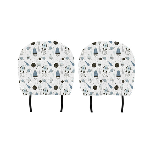 Hand drawn space elements space rocket star planet Car Headrest Cover