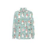 Cute snowman pattern Women's Long Sleeve Polo Shirt