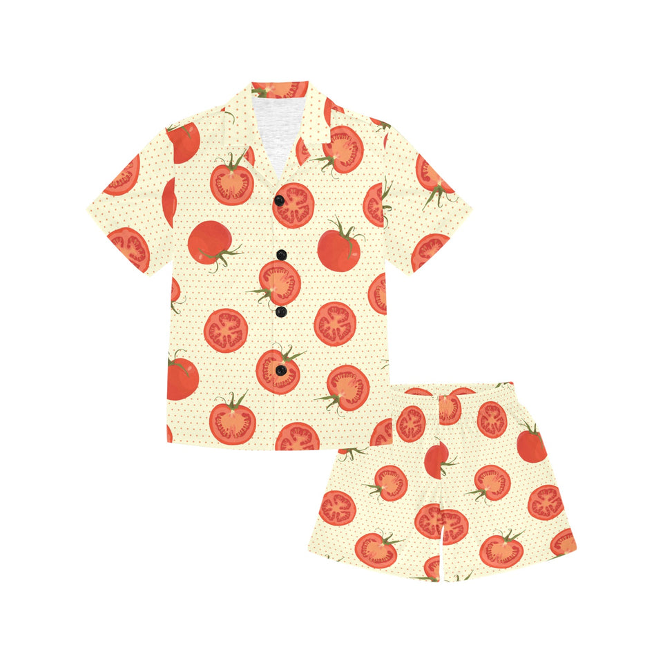 Tomato dot background Kids' Boys' Girls' V-Neck Short Pajama Set