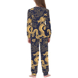 Gold dragon pattern Kids' Boys' Girls' All Over Print Pajama Set