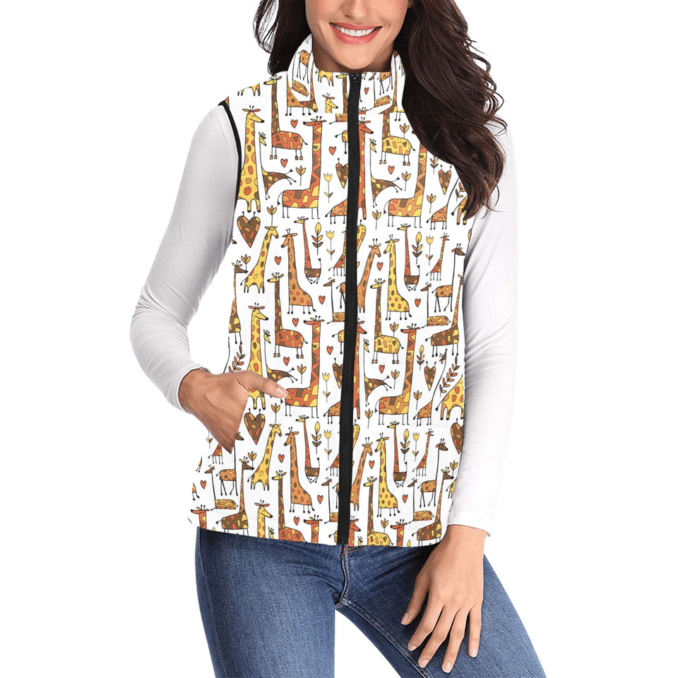 Giraffe Pattern Print Design 04 Women's Padded Vest