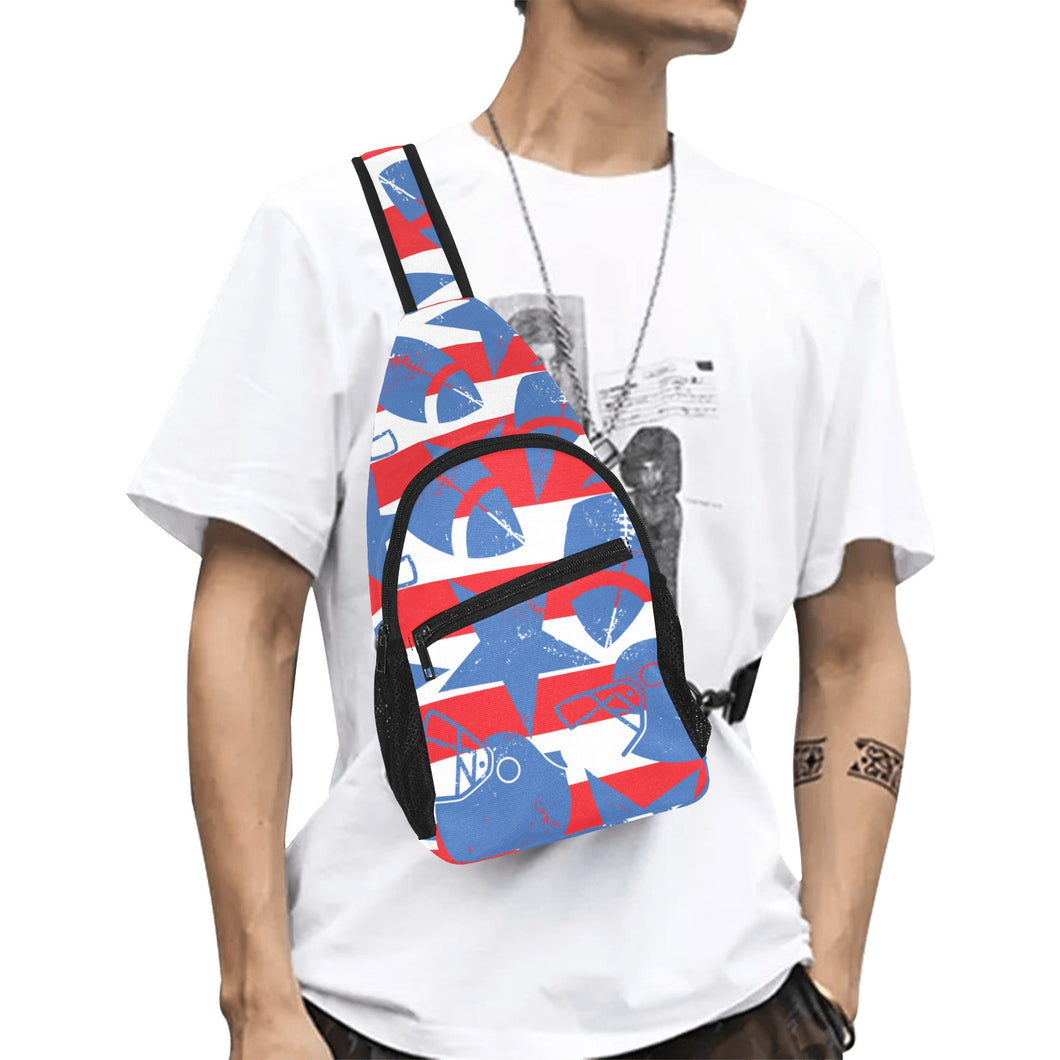 American football ball star stripes pattern All Over Print Chest Bag