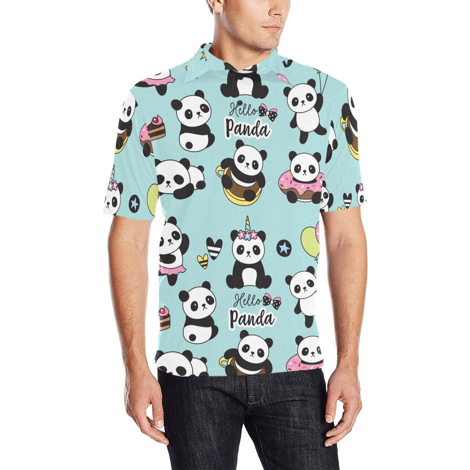 Cute baby panda pattern Men's All Over Print Polo Shirt