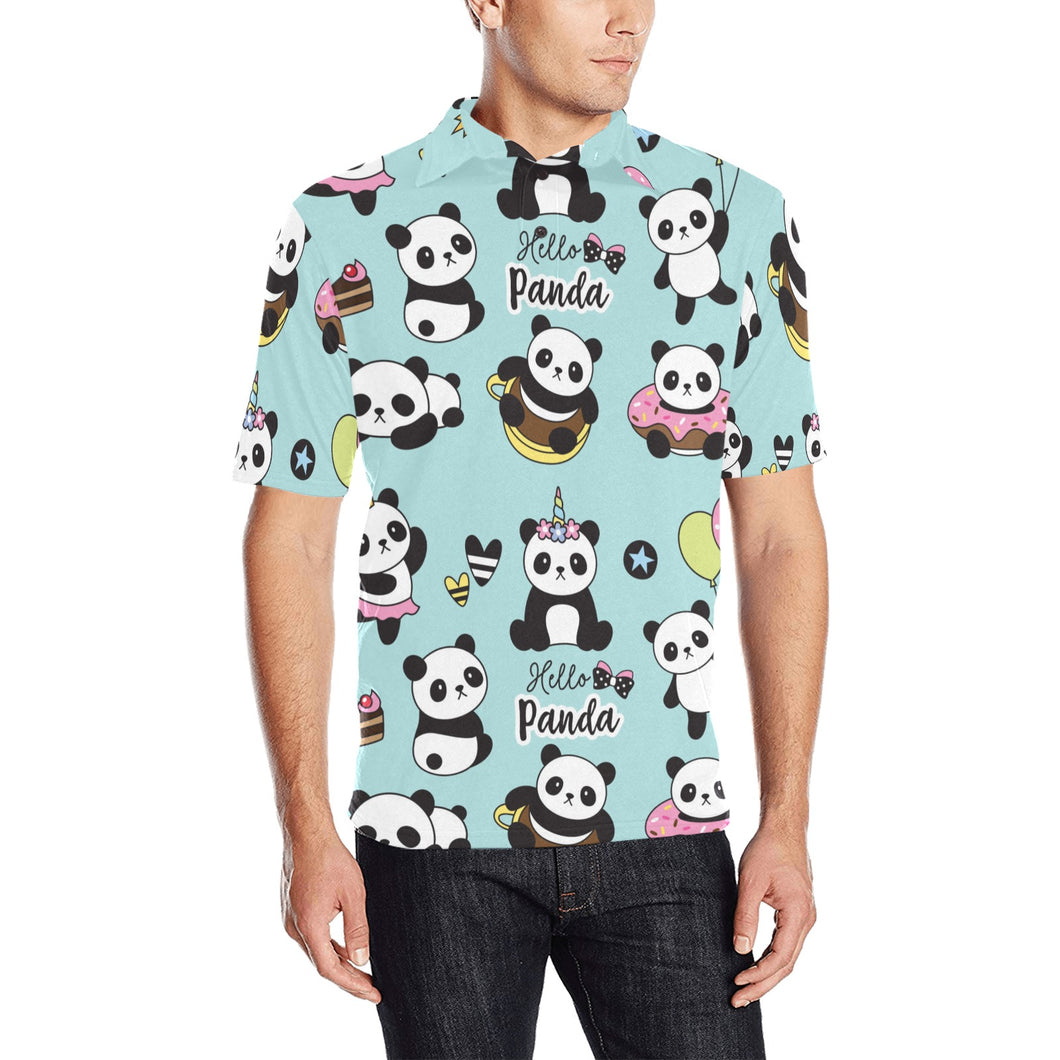 Cute baby panda pattern Men's All Over Print Polo Shirt