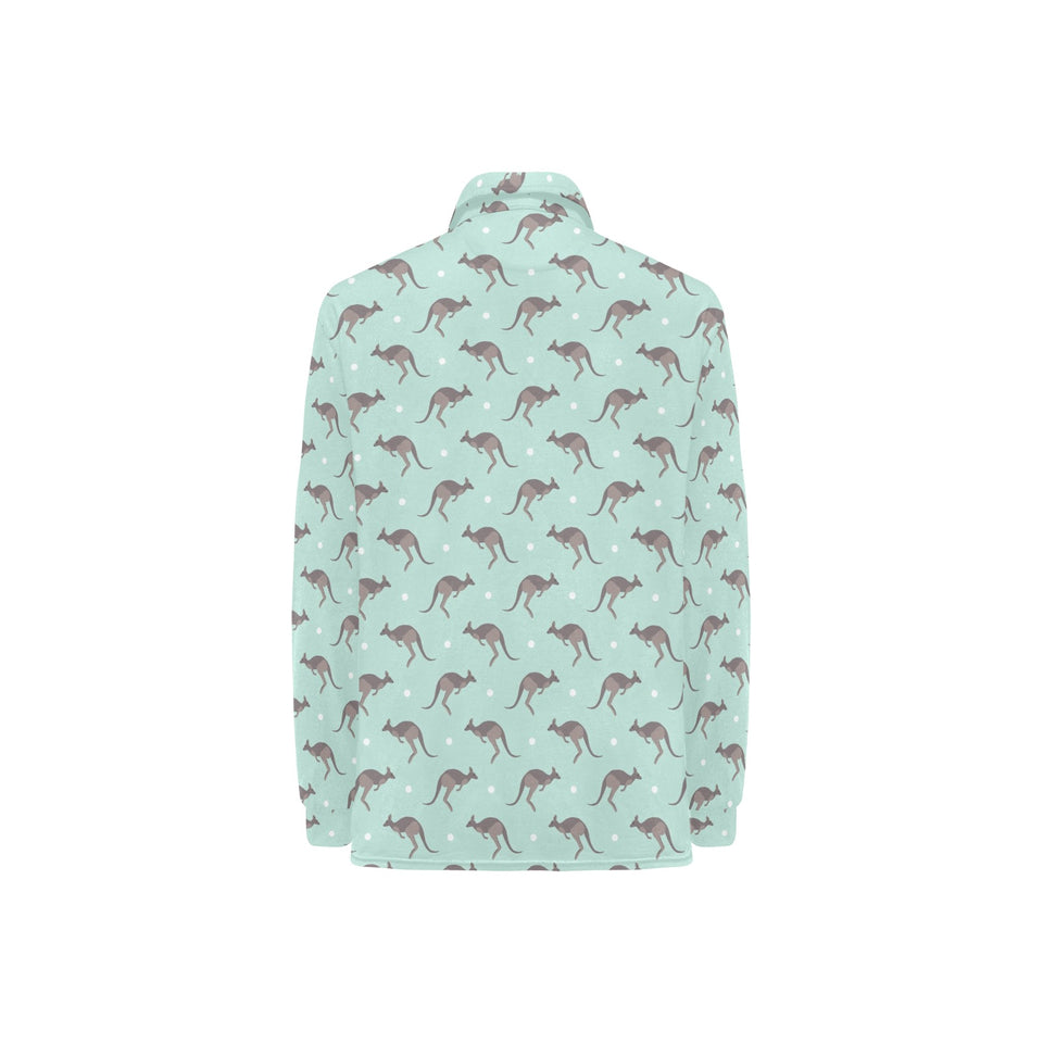 Kangaroo pattern background Women's Long Sleeve Polo Shirt