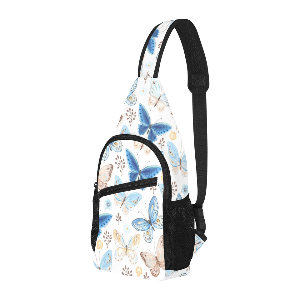 blue butterfly pattern All Over Print Chest Bag