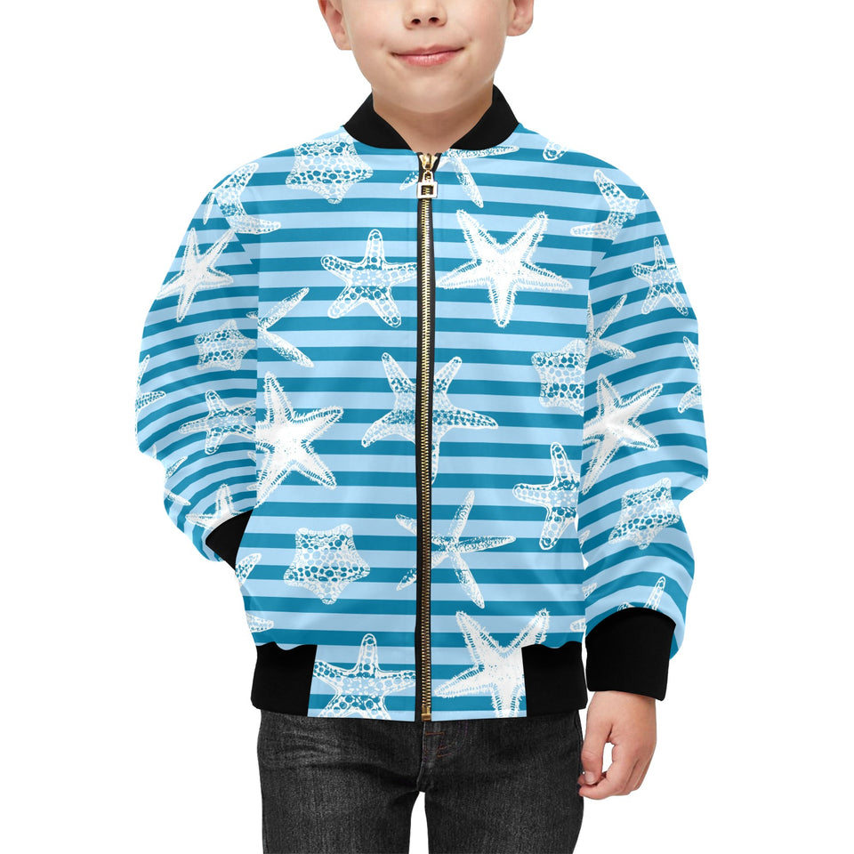 Starfish blue blackground Kids' Boys' Girls' Bomber Jacket