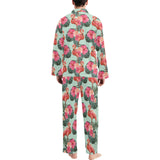 Beautiful flamingo tropical palm leaves hibiscus p Men's Long Pajama Set