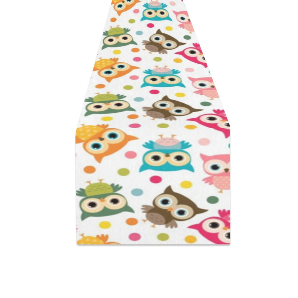 Color cute owl pattern Table Runner