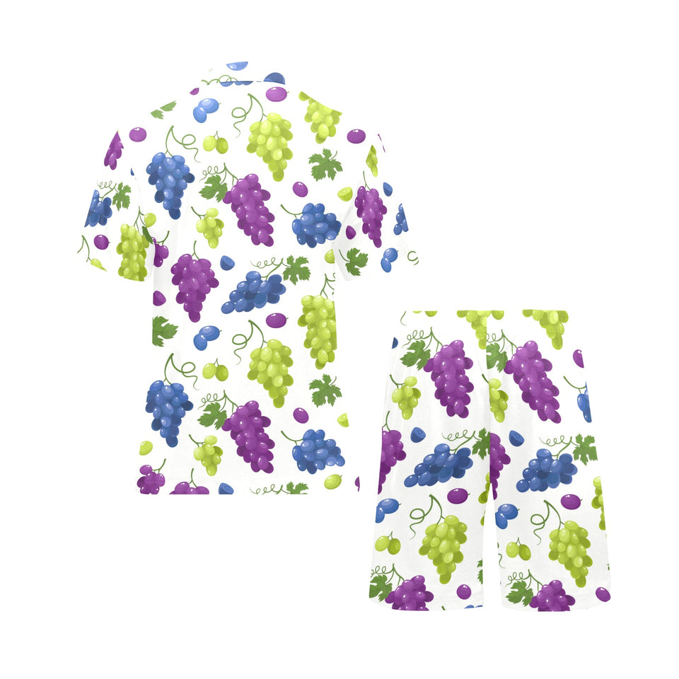 Grape pattern Men's V-Neck Short Pajama Set