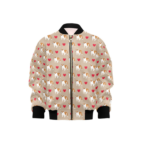 English Bulldog Pattern Print Design 05 Kids' Boys' Girls' Bomber Jacket