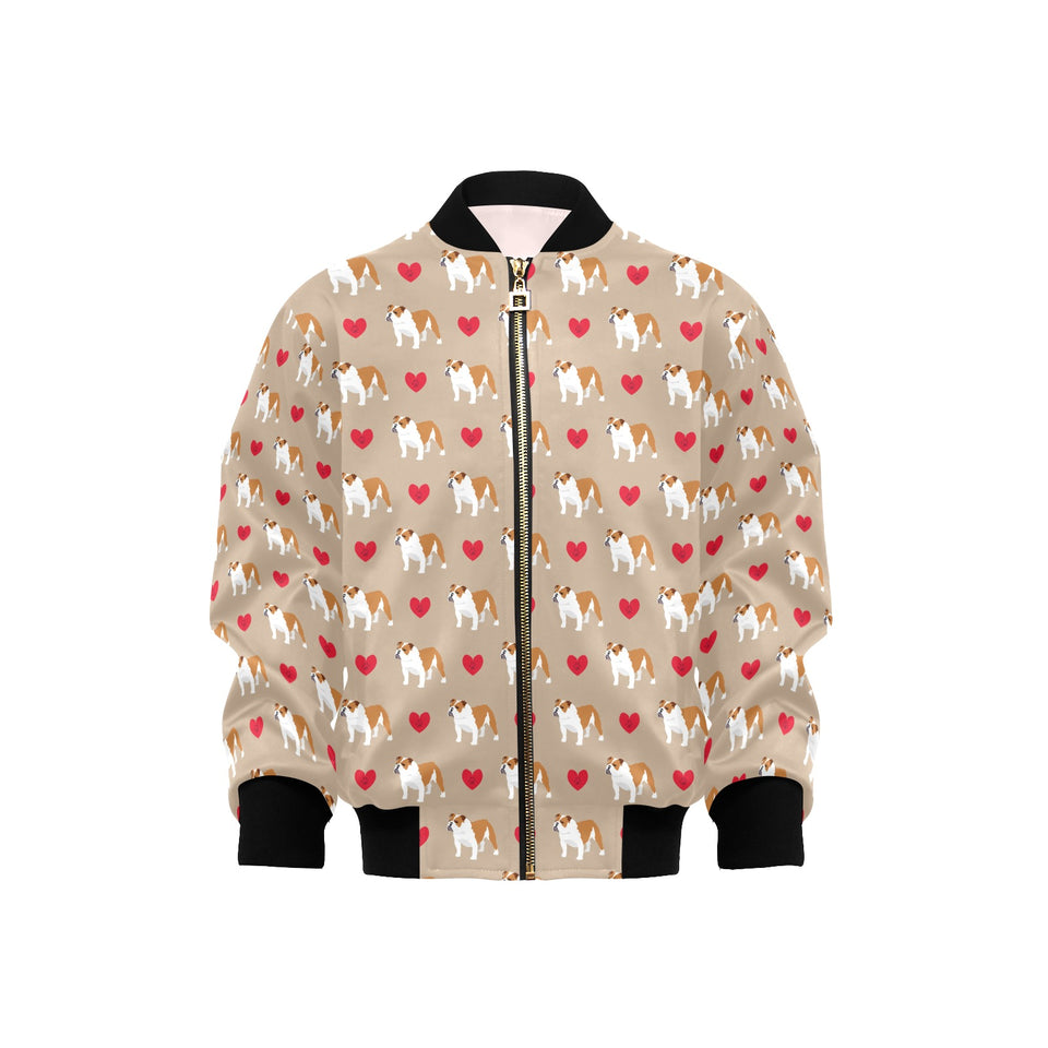 English Bulldog Pattern Print Design 05 Kids' Boys' Girls' Bomber Jacket
