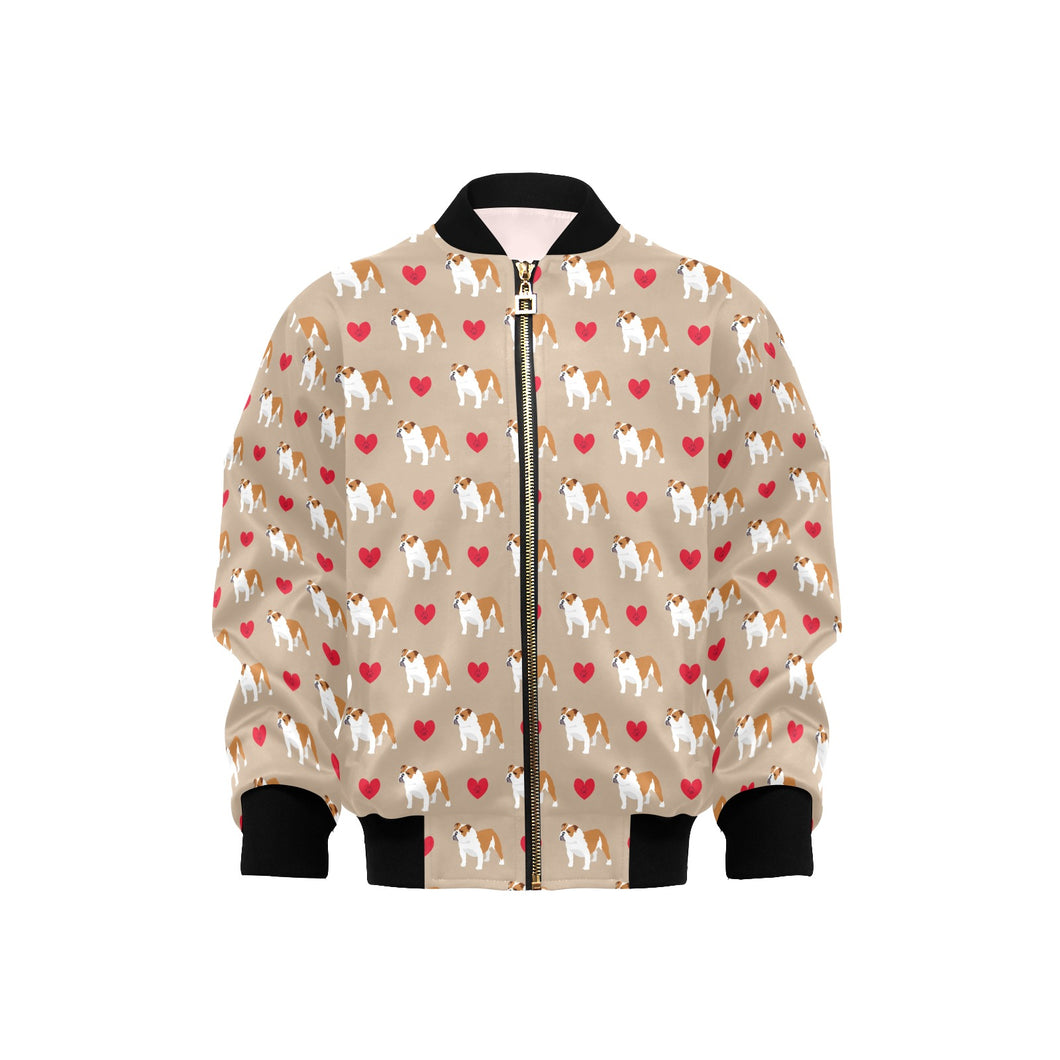 English Bulldog Pattern Print Design 05 Kids' Boys' Girls' Bomber Jacket