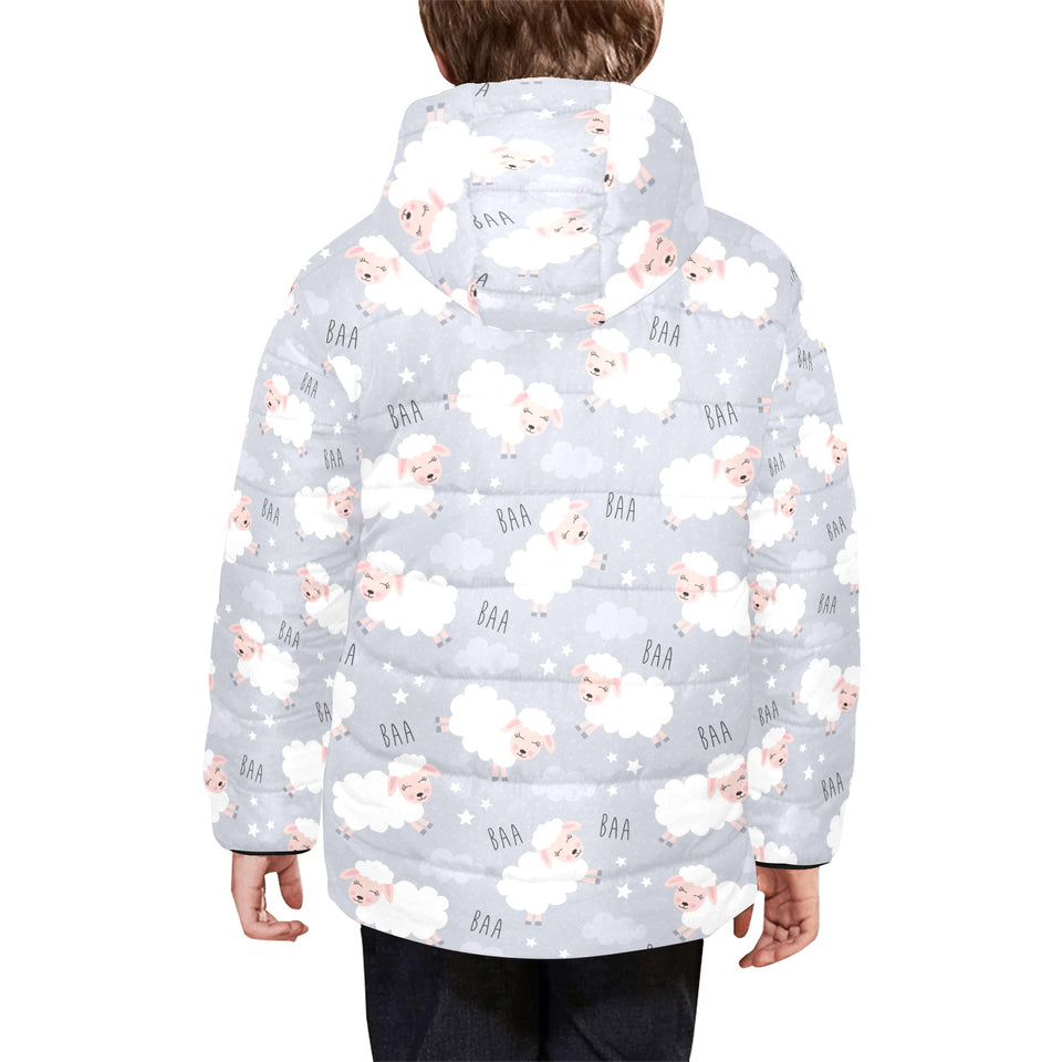 Sweet dreams sheep pattern Kids' Boys' Girls' Padded Hooded Jacket