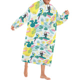 Cute parrot toucan flamingo cactus exotic leaves p Blanket Robe with Sleeves