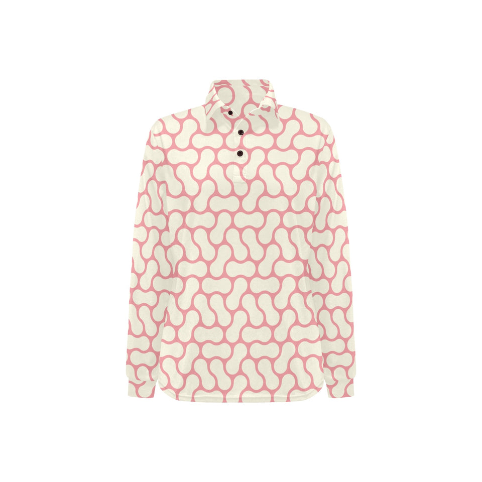 peanuts texture pattern Women's Long Sleeve Polo Shirt