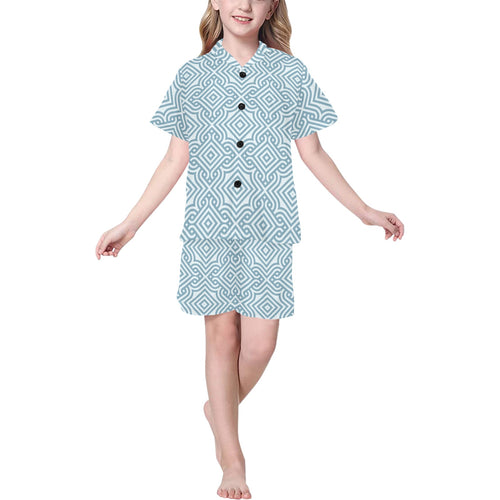 arabic pattern Kids' Boys' Girls' V-Neck Short Pajama Set