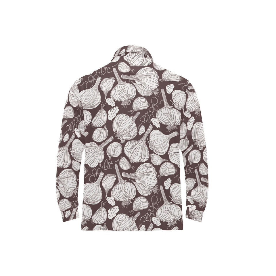 Garlic bulb dark background Men's Long Sleeve Polo Shirt