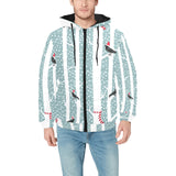 Crows christmas hat scarf Men's Padded Hooded Jacket