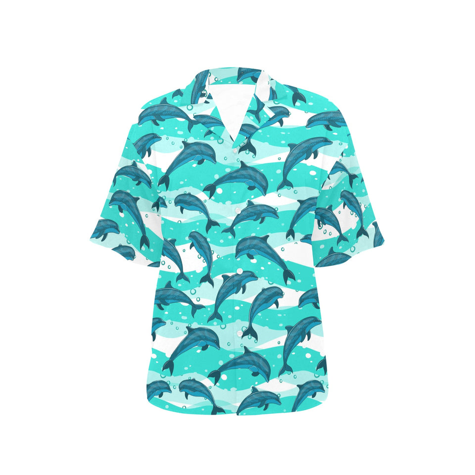 Dolphin sea pattern Women's All Over Print Hawaiian Shirt