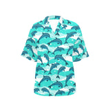 Dolphin sea pattern Women's All Over Print Hawaiian Shirt