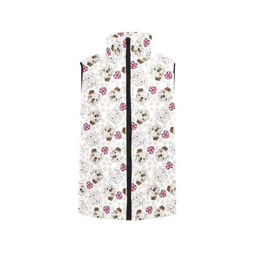English Bulldog Pattern Print Design 01 Women's Padded Vest