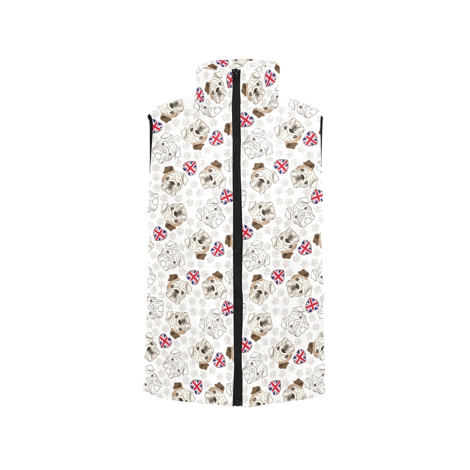 English Bulldog Pattern Print Design 01 Women's Padded Vest