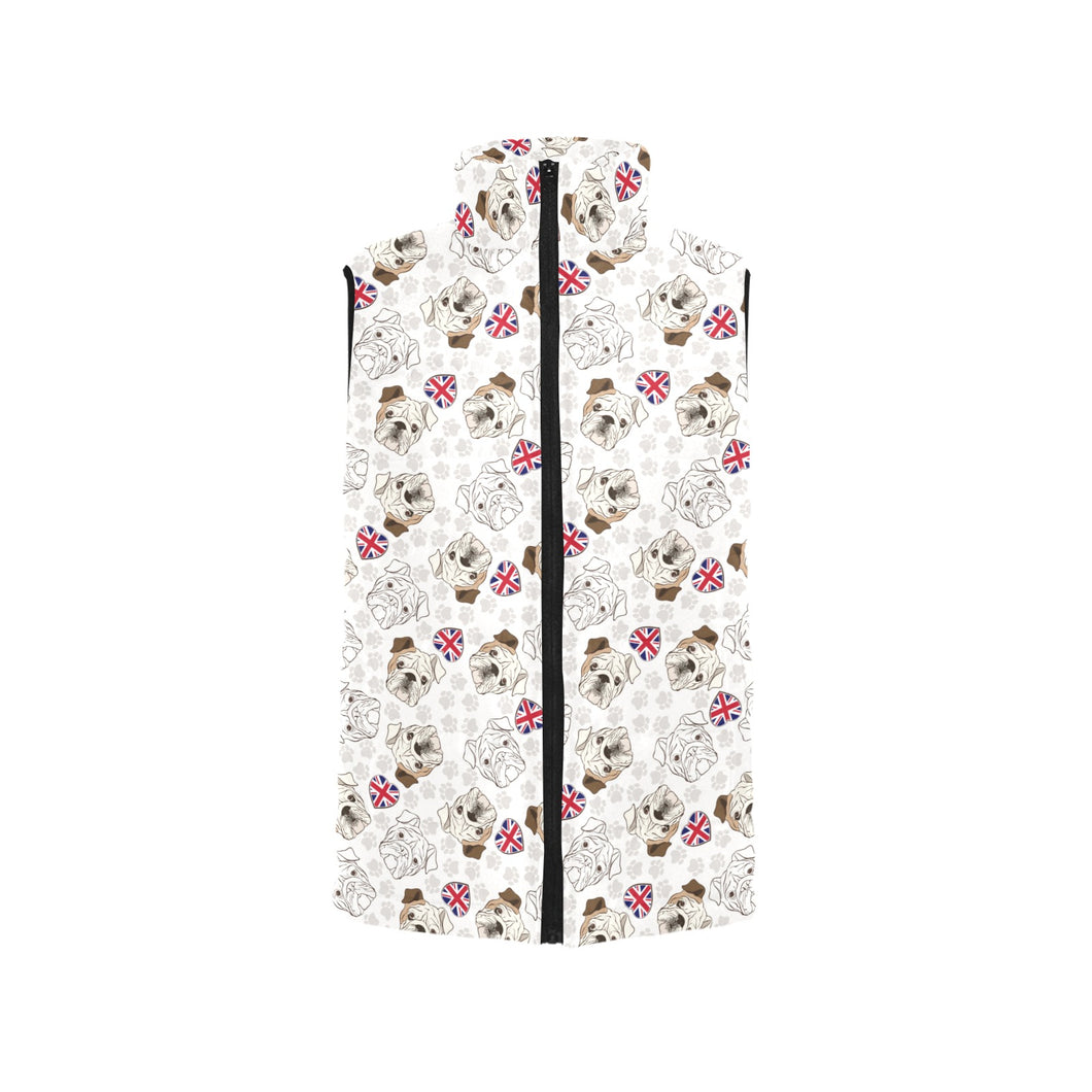 English Bulldog Pattern Print Design 01 Women's Padded Vest
