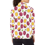Passion fruit design pattern Women's Long Sleeve Polo Shirt