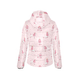 Poodle dog pink color theme Women's Padded Hooded Jacket