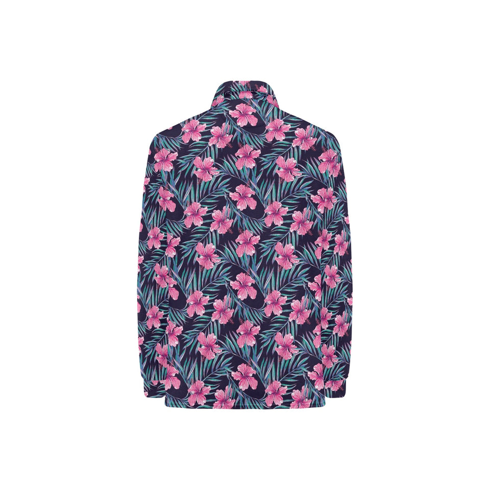 Hibiscus Pattern Print Design 05 Women's Long Sleeve Polo Shirt