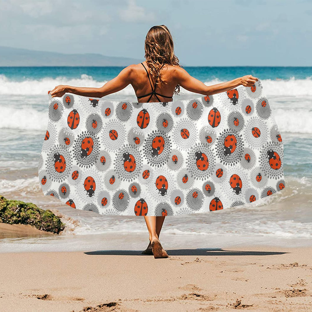 Ladybug Pattern Print Design 05 Beach Towel