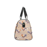 Cute rooster chicken cock floral ornament backgrou Travel Bag