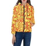Fire flame design pattern Women's Padded Hooded Jacket