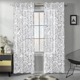 Cartoon hand drawn ice cream black white Gauze Curtain