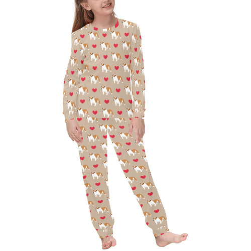 English Bulldog Pattern Print Design 05 Kids' Boys' Girls' All Over Print Pajama Set