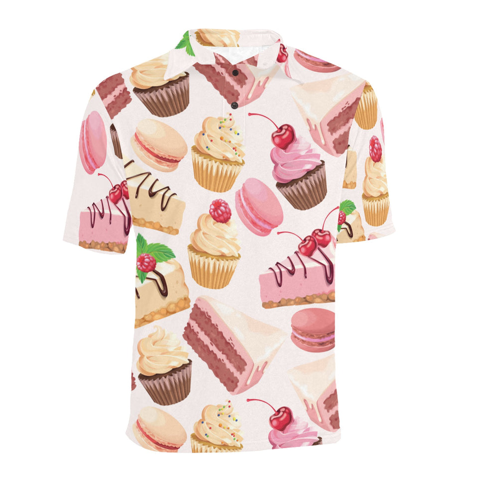 Cake cupcake sweets pattern Men's All Over Print Polo Shirt