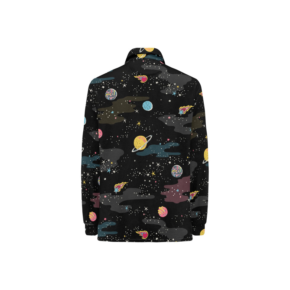 space pattern Women's Long Sleeve Polo Shirt