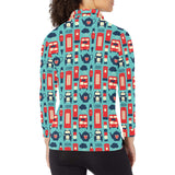 British Pattern Print Design 04 Women's Long Sleeve Polo Shirt