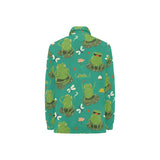 Cute frog dragonfly design pattern Women's Long Sleeve Polo Shirt